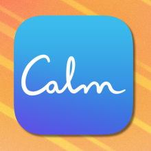 Calm app logo on orange abstract background