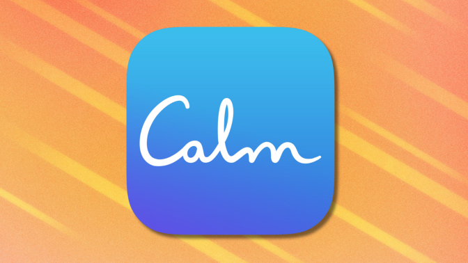 Calm app logo on orange abstract background