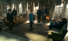 Aidan Gallagher, David Castañeda, Elliot Page, Robert Sheehan, Tom Hopper, Emmy Raver-Lampman in "The Umbrella Academy."