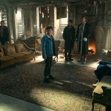 Aidan Gallagher, David Castañeda, Elliot Page, Robert Sheehan, Tom Hopper, Emmy Raver-Lampman in "The Umbrella Academy."