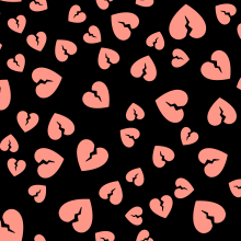 Pink hearts on a black background