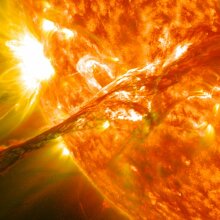 A coronal mass ejection ejected from the sun, as captured by NASA’s Solar Dynamics Observatory in 2012.