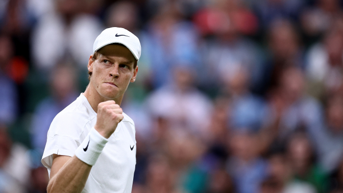 Jannik Sinner celebrates a win