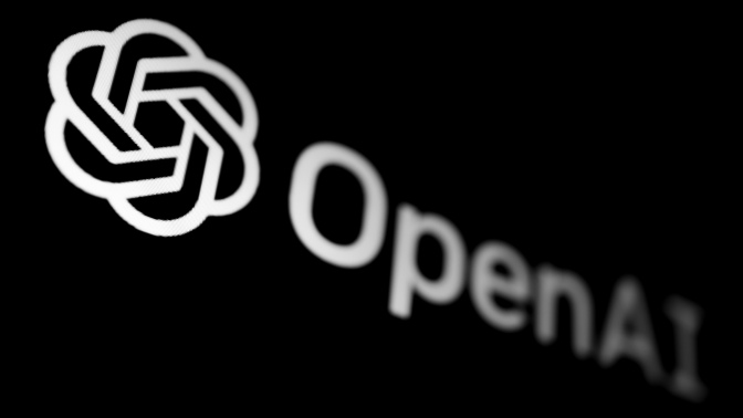 OpenAI logo displayed on a phone screen in this illustration