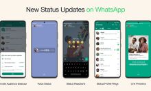 Phone screens showing WhatsApp statuses.