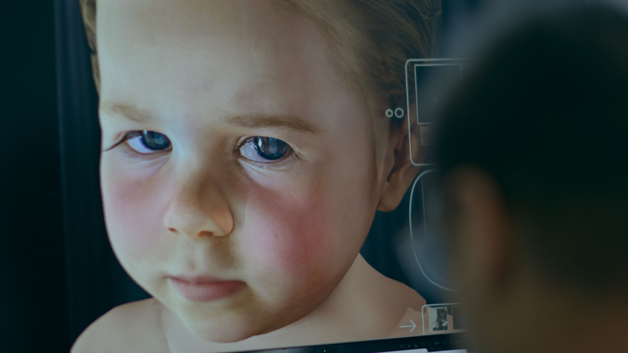 A virtual baby looks upset in "Eternal You."