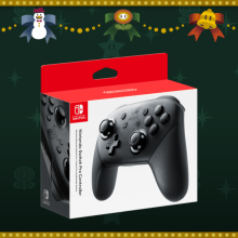 box art for the nintendo switch pro controller surrounded by a holiday motif