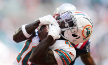 Tyreek Hill of the Miami Dolphins catches a touchdown