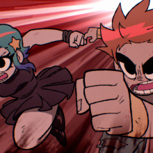 Ramona and Scott rush into battle in "Scott Pilgrim Takes Off,"