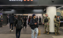 national guard in a subway station in new york