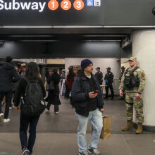 national guard in a subway station in new york