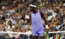 Frances Tiafoe of the United States reacts