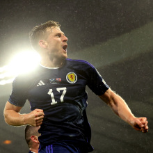 Stuart Armstrong of Scotland celebrates after scoring