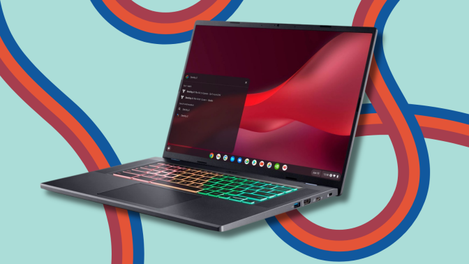 Acer Chromebook with colorful background details