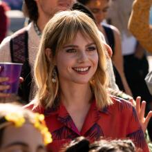 Lucy Boynton plays a time-traveling music lover in "The Greatest Hits."