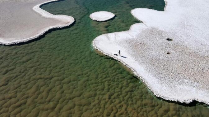 An aerial view of newly found lagoons in Argentina’s Puna de Atacama desert.