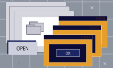 illustration of browser tabs in muted grays and yellows