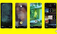 Four screenshots of Snapchat's new Ghost Phone game.