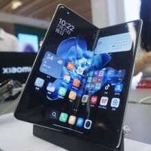 Mi MIXFold4 foldable phone on display in China