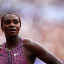 Dina Asher-Smith of Great Britain looks on