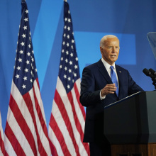 U.S. President Joe Biden holds news conference at the 2024 NATO Summit on July 11, 2024 in Washington, DC. NATO leaders convene in Washington this week for the annual summit to discuss future strategies and commitments and mark the 75th anniversary of the alliance’s founding.