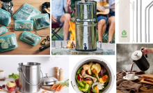 Collage of sustainable kitchen goods