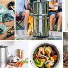 Collage of sustainable kitchen goods