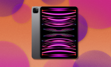 iPad Pro on orange and pink abstract background