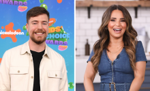 Photos of MrBeast and Rosanna Pansino side-by-side