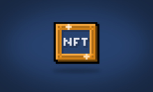 Pixel art of the letters "NFT" inside a frame.