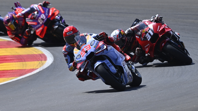 Ducati Spanish rider Marc Marquez leads the race