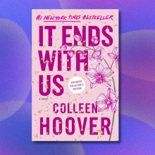 It Ends with Us book on purple and blue abstract background