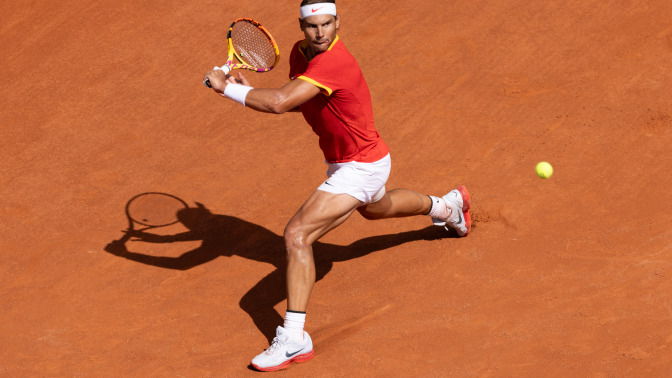 Rafael Nadal of Team Spain in actiom