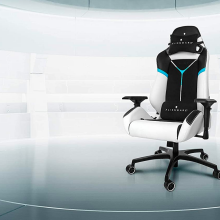 an alienware s5000 gaming chair in an empty gray and white room