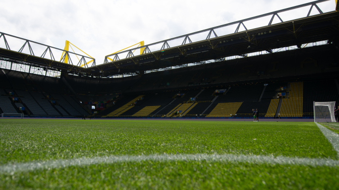 A general view is showing the inside of Westfalenhalle stadium