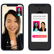 screenshots of tinder photo verification process on iphone