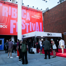 Atmosphere at entrance to Tribeca Film Festival