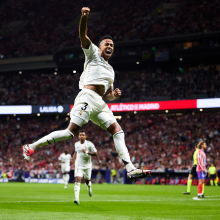 Eder Militao of Real Madrid celebrates