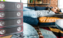 These speakers stack like legos and communicate 'like a hive'