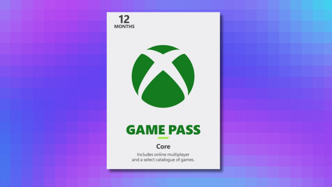 Xbox Game Pass Core on purple and blue abstract background