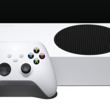 the xbox series s and an xbox wireless controller on a black and white background