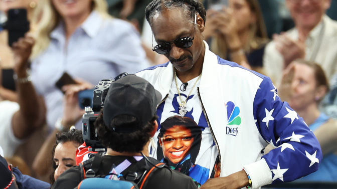 : Snoop Dogg attends the Artistic Gymnastics Women's Qualification on day two of the Olympic Games Paris 2024