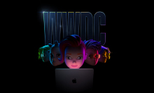 Apple's promotional image for WWDC showing characters in front of a laptop.