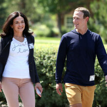 Image of Sheryl Sandberg and Mark Zuckerberg walking