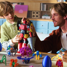 Father and son with toys.