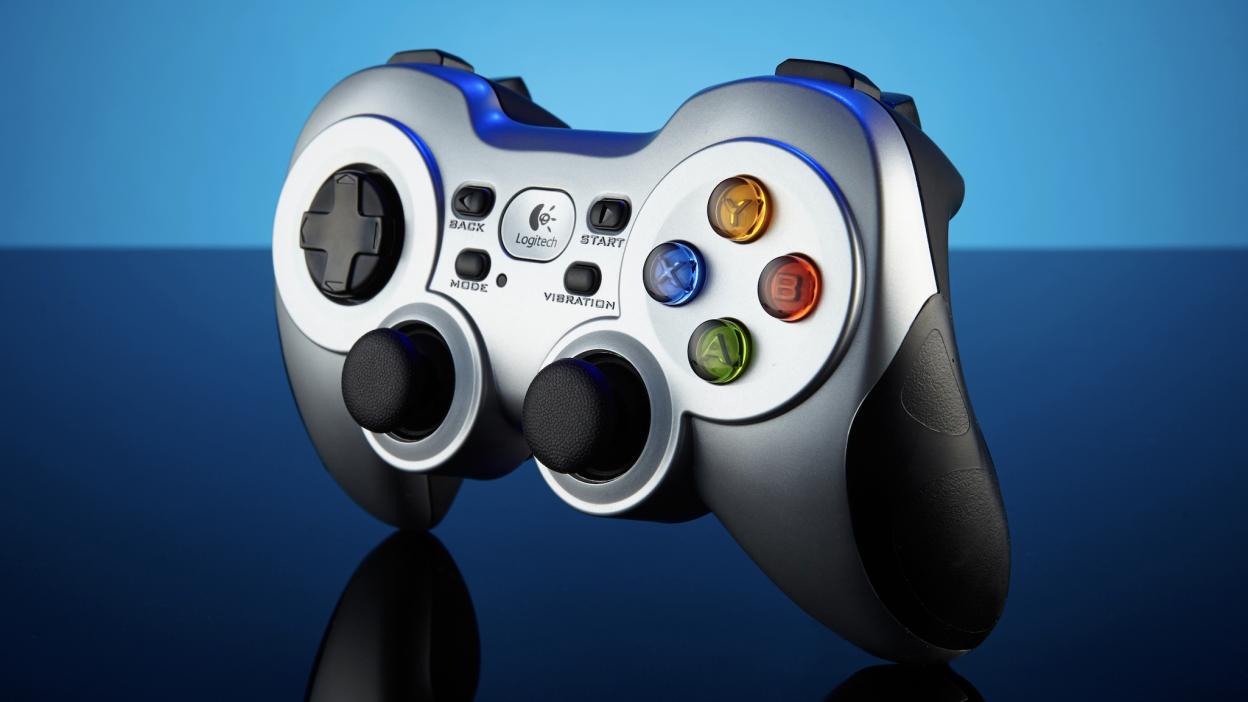 A Logitech F710 wireless gamepad.