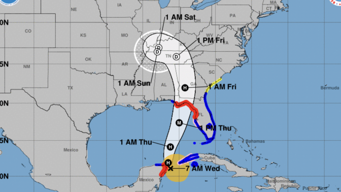 NOAA's cone model for Tropical Storm Helene