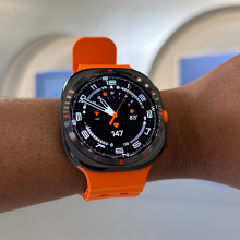 A person wearing a Samsung Galaxy Ultra watch