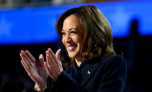 U.S. Vice President Kamala Harris speaks during the Democratic National Convention (DNC) on Thursday.