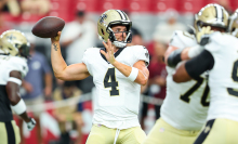 Derek Carr of the New Orleans Saints makes a pass